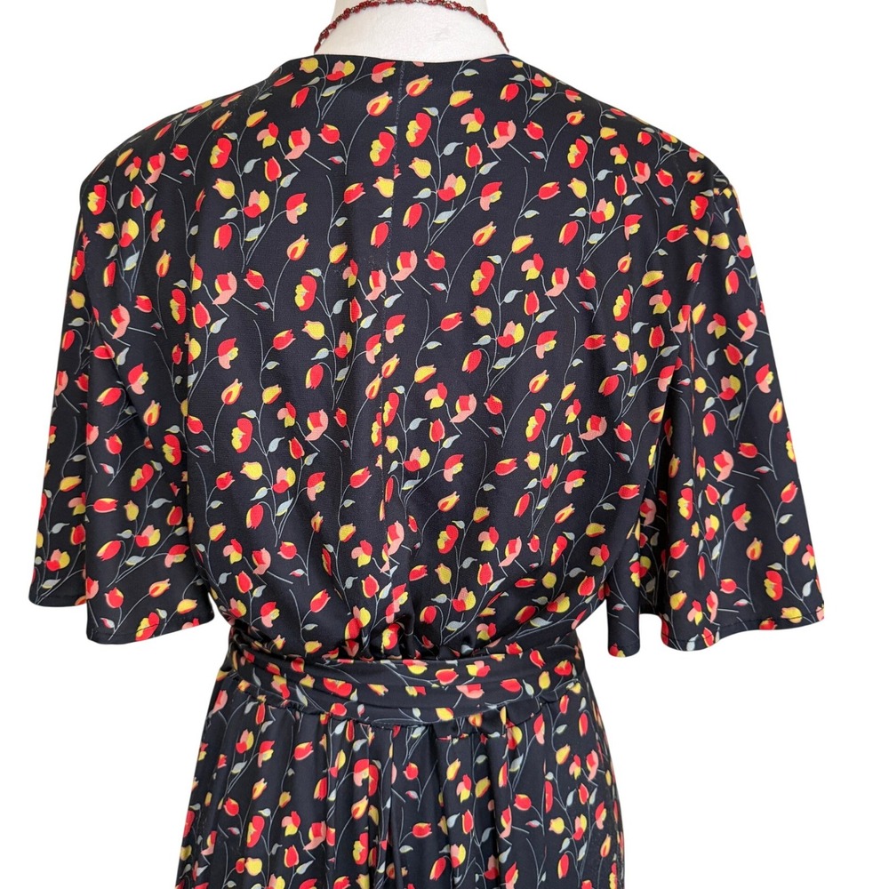 Anthropologie Hutch Floral Kiera Wrap Dress Maxi V-Neck Flutter Sleeve XL Tulips - Picture 14 of 16